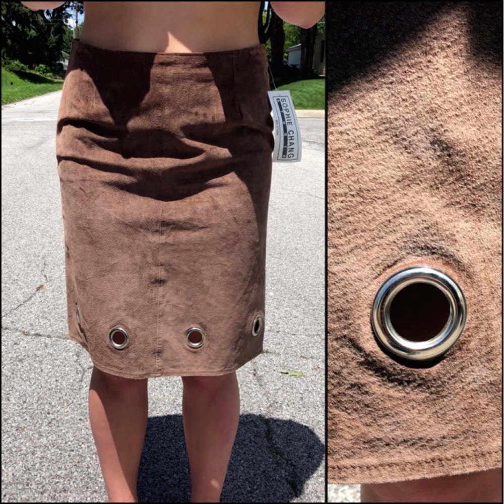 Sophia Chang Riveted Leather Pencil Skirt SZ 12! NEW!
